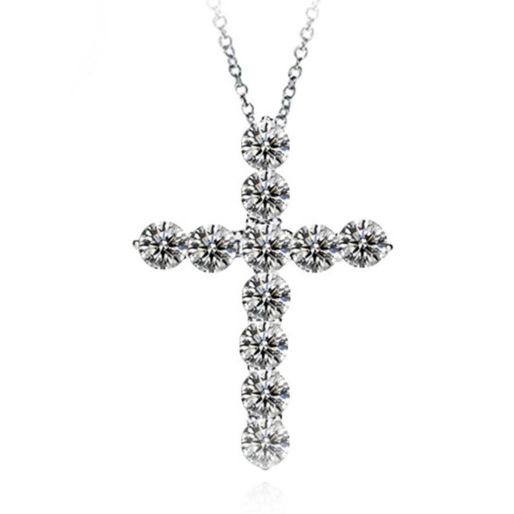 š„NEWšSTERLING SILVER DIAMOND CROSS NECKLACEš„ - Picture 4 of 4
